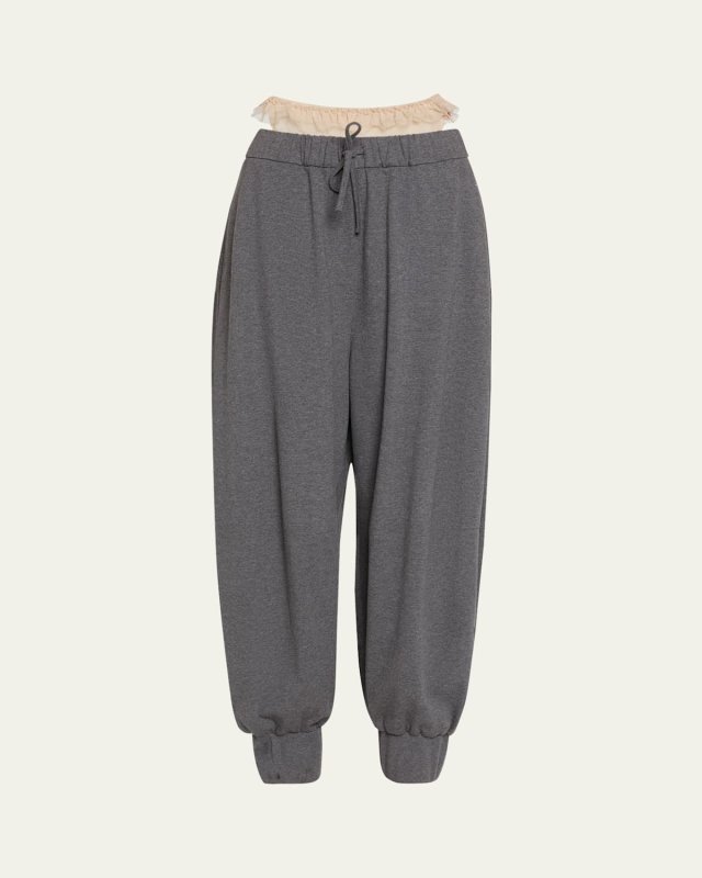 Exposed Frilly Brief Drawstring Joggers
